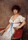 Pierre Carrier-belleuse Famous Paintings - Portrait Of A Seated Lady